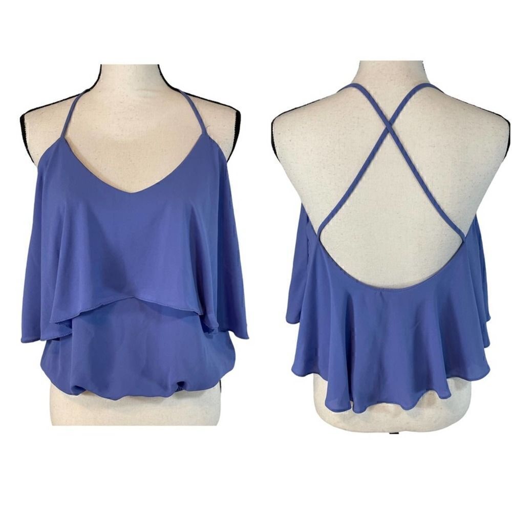 Solemio Los Angeles Blue Georgette Sleeveless Blouse Small